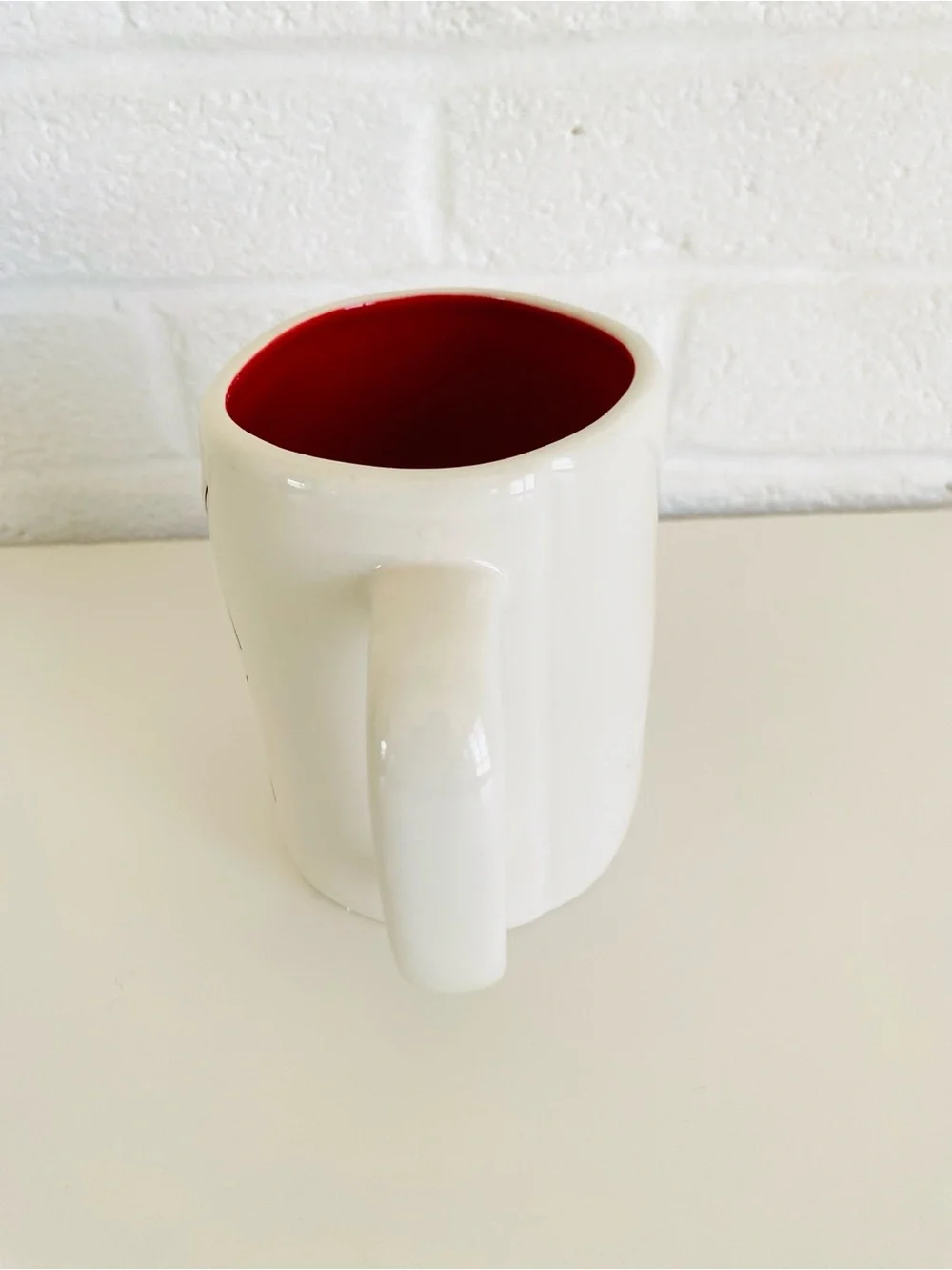 Rae Dunn WINK WINK White Ceramic Mug with Red Interior Farmhouse Cottagecore